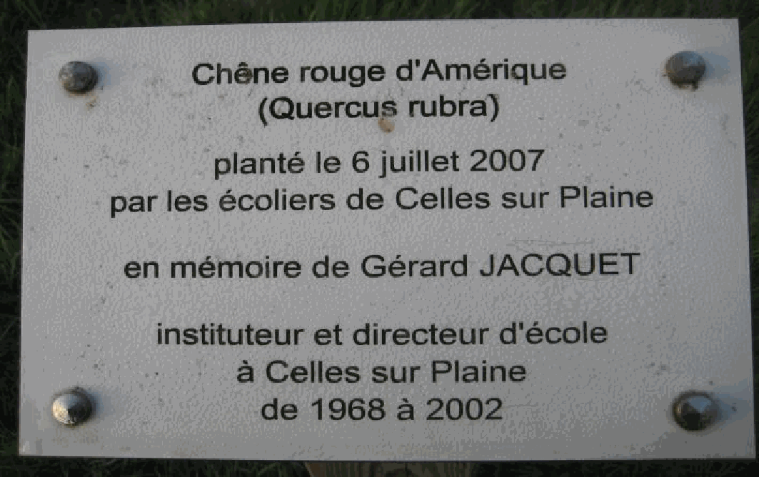 Plaque commémorative en mémoire de Gérard Jacquet